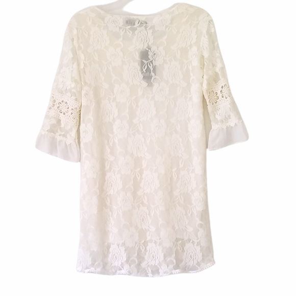 Fancy Qube Ivory Lace Embroidered Shift Dress - Picture 4 of 8
